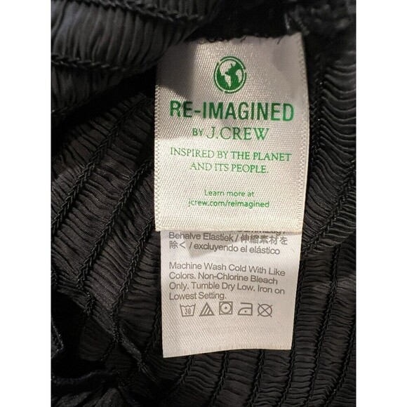 NWT J. Crew Squareneck Smocked Featherweight Satin Top - Black - Size Small - Picture 6 of 8